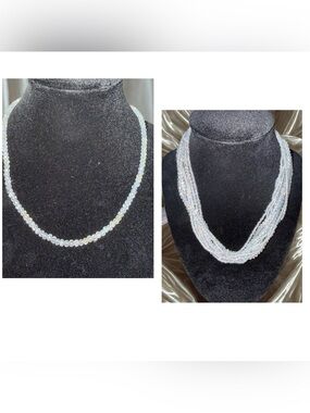 Iridescent Bead Necklace 2pc Bundle 3-in-1